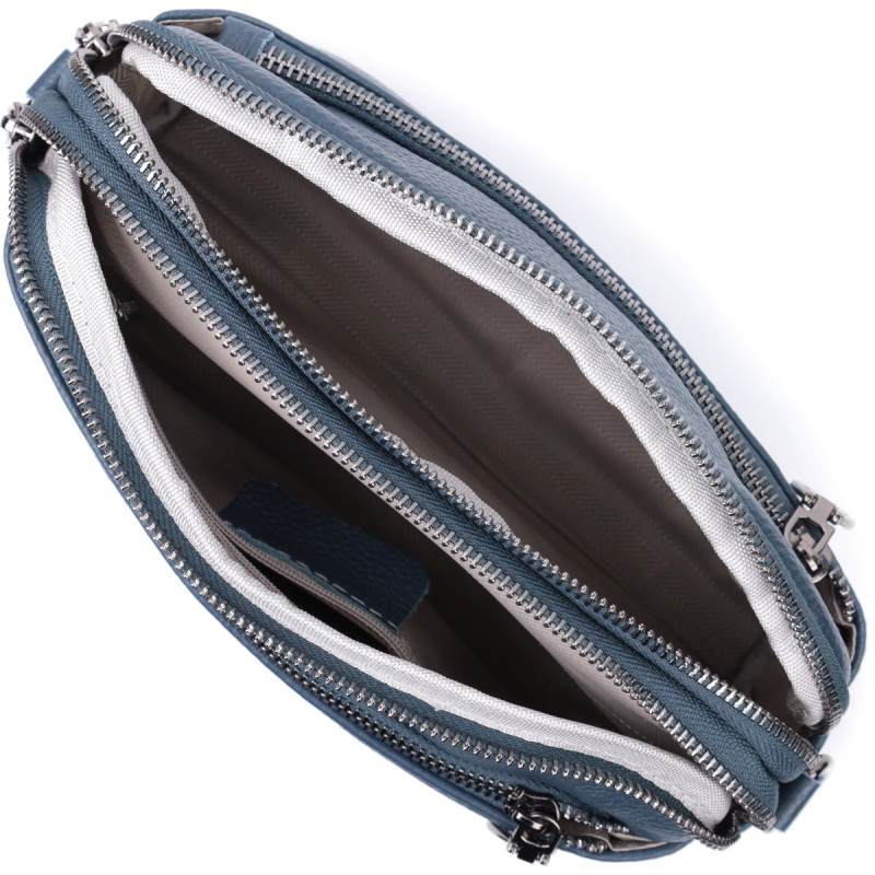 Стильная сумка для женщин с карманами из натуральной кожи Vintage Синяя