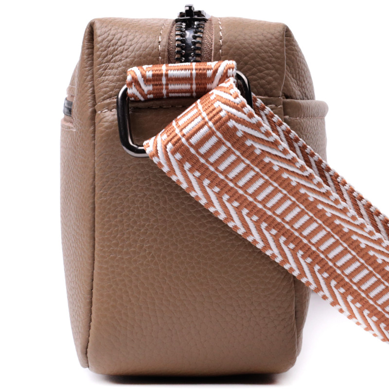 Небольшая сумка на одно отделение для стильных женщин из натуральной кожи Vintage Бежевая