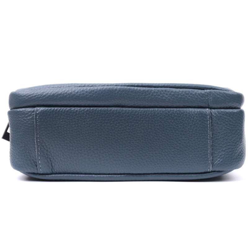 Оригінальна сумка жіноча з накладною кишенею з натуральної шкіри Vintage Синя