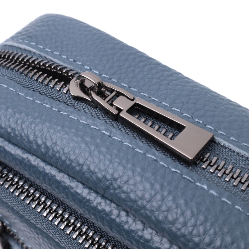 Оригінальна сумка жіноча з накладною кишенею з натуральної шкіри Vintage Синя