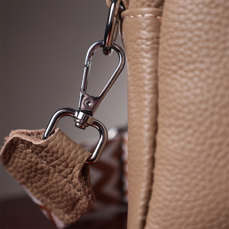 Сумка для женщин с акцентом на стильный бегунок из натуральной кожи Vintage Бежевая