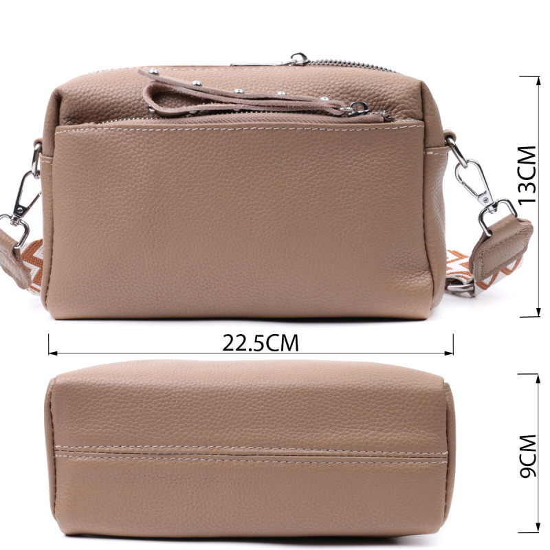 Сумка для женщин с акцентом на стильный бегунок из натуральной кожи Vintage Бежевая