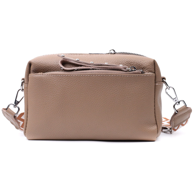 Сумка для женщин с акцентом на стильный бегунок из натуральной кожи Vintage Бежевая