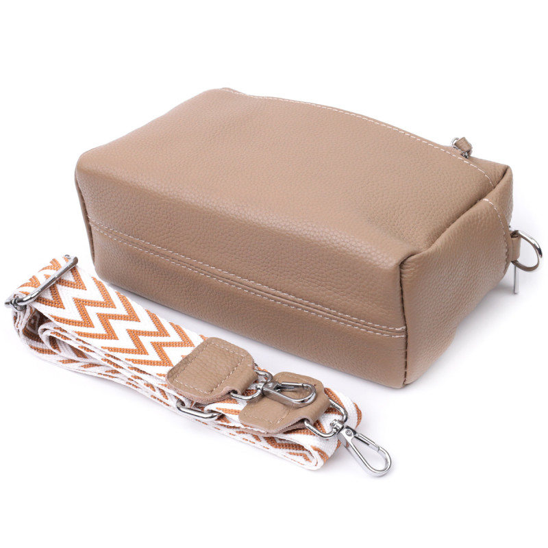 Сумка для женщин с акцентом на стильный бегунок из натуральной кожи Vintage Бежевая