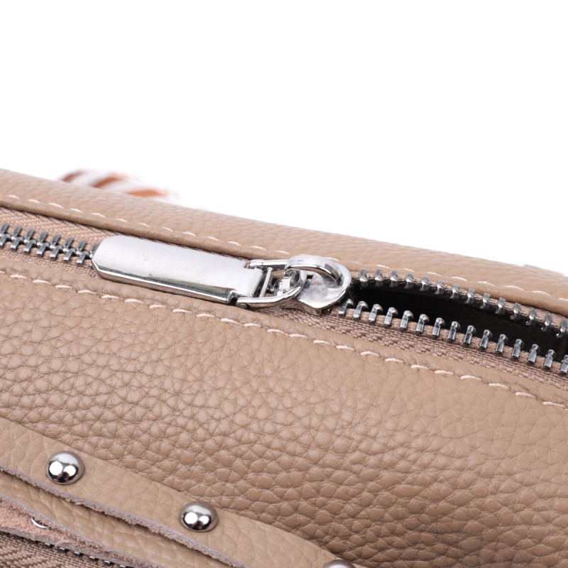 Сумка для женщин с акцентом на стильный бегунок из натуральной кожи Vintage Бежевая