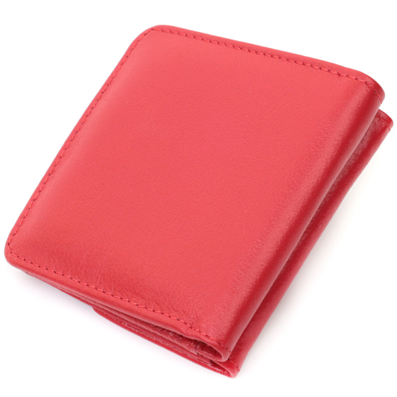 Женский компактный кошелек с карманом для монет из натуральной кожи ST Leather Красный