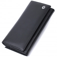 Добротное женское портмоне с карманом для монет из натуральной кожи ST Leather Черный