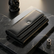 Жіночий шкіряний гаманець для карток купюр та монет ST Leather Чорний