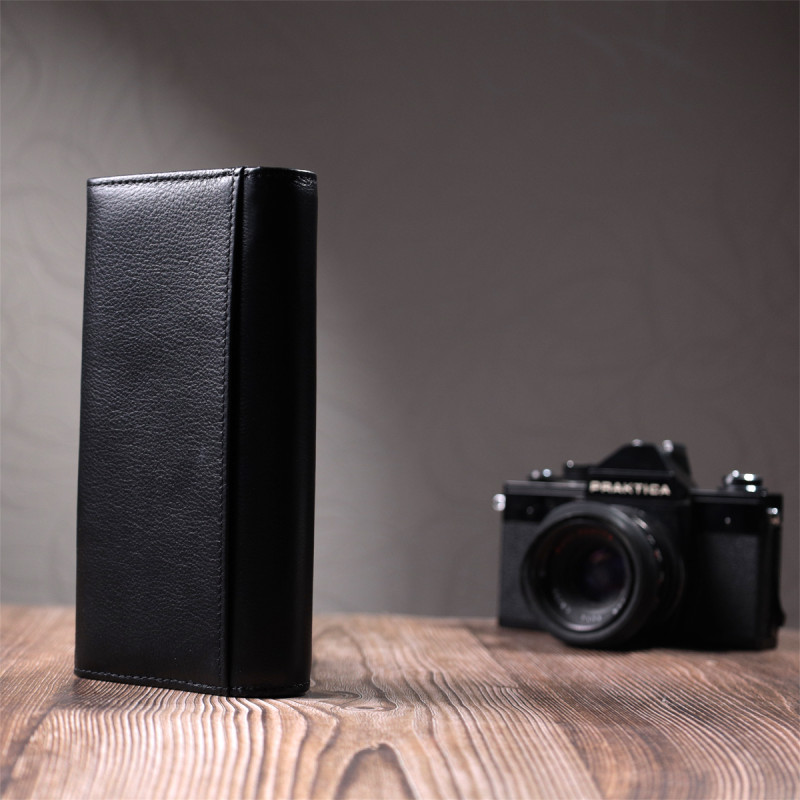 Жіночий шкіряний гаманець для карток купюр та монет ST Leather Чорний