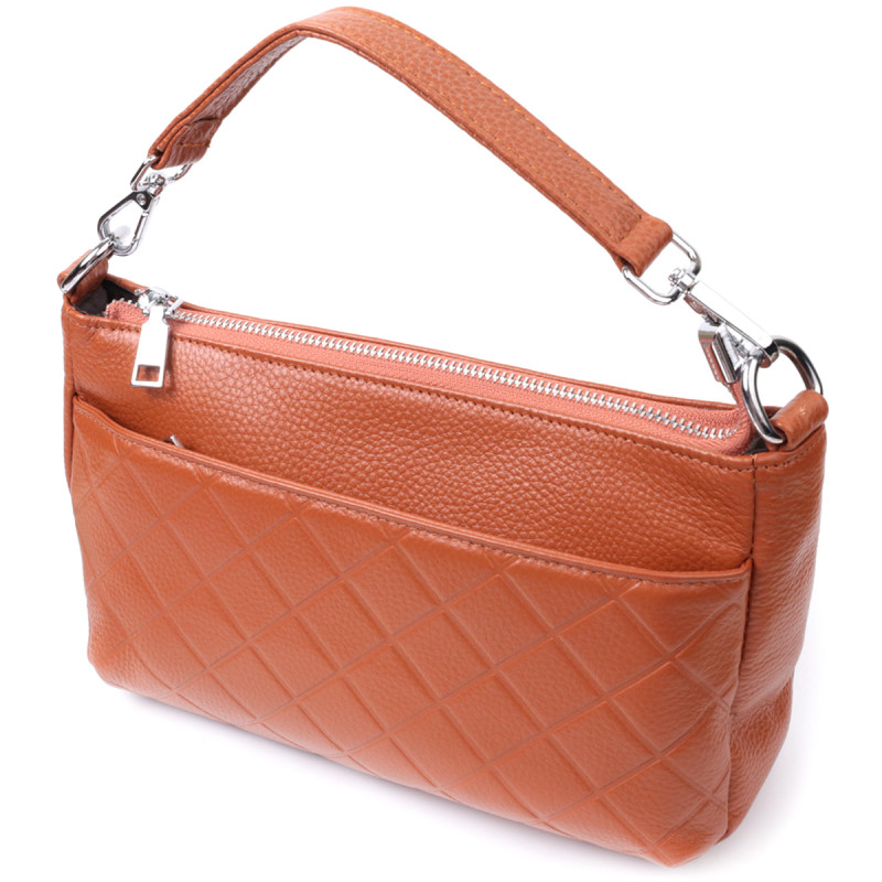 Сумка для женщин среднего размера на три отделения из натуральной кожи Vintage Рыжий