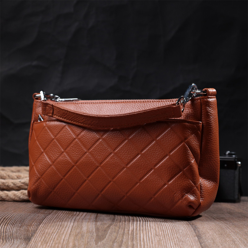 Сумка для женщин среднего размера на три отделения из натуральной кожи Vintage Рыжий