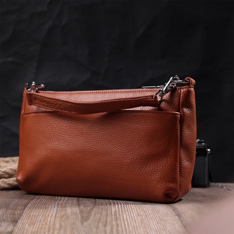 Сумка для женщин среднего размера на три отделения из натуральной кожи Vintage Рыжий