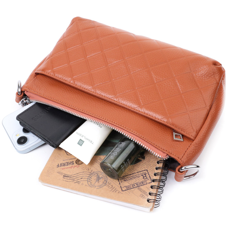 Сумка для женщин среднего размера на три отделения из натуральной кожи Vintage Рыжий