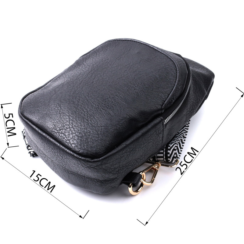 Сумка для женщин через плечо из экокожи с акцентом на текстильную лямку Vintage Черный