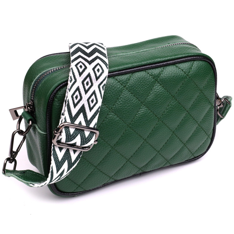Стеганая женская сумка из натуральной кожи Vintage Зеленый
