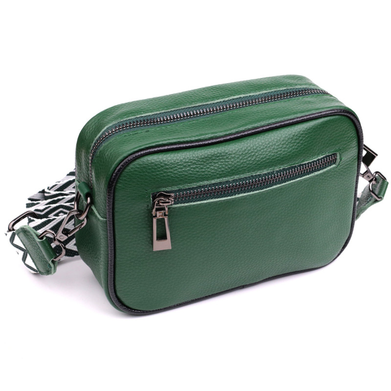 Стеганая женская сумка из натуральной кожи Vintage Зеленый