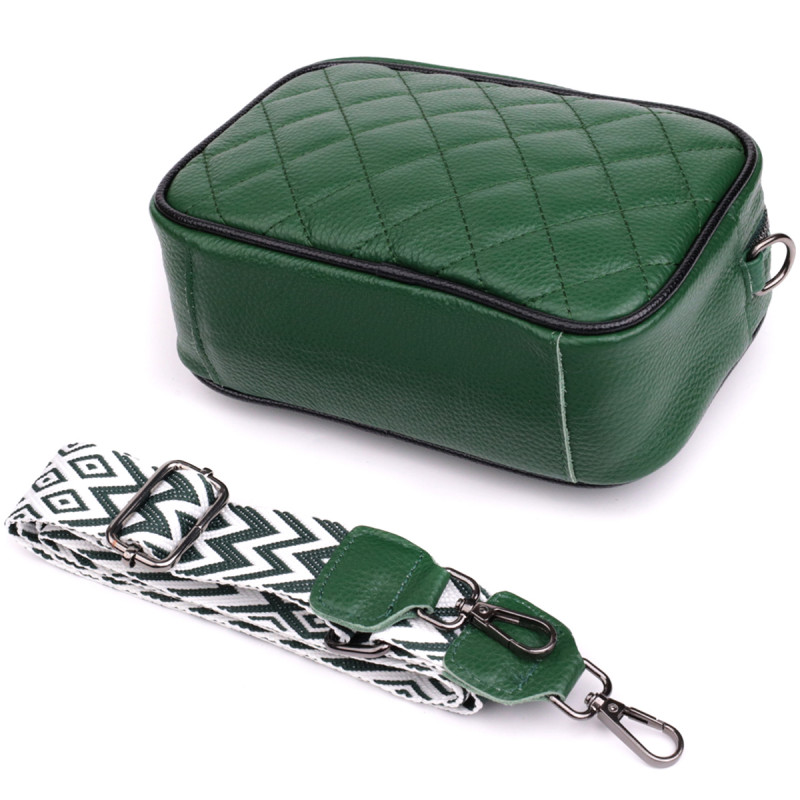 Стеганая женская сумка из натуральной кожи Vintage Зеленый