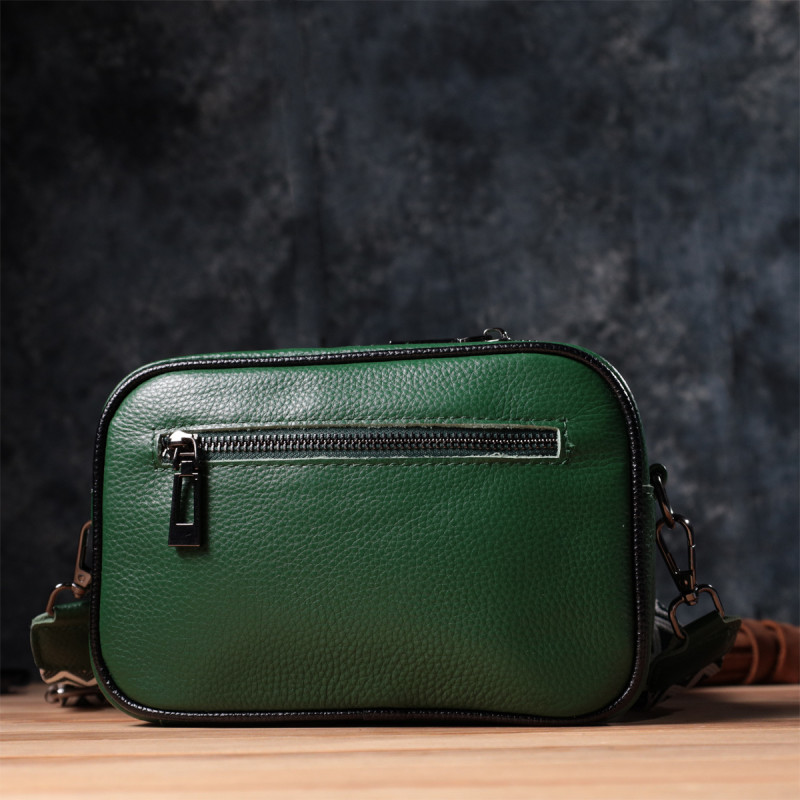 Стеганая женская сумка из натуральной кожи Vintage Зеленый