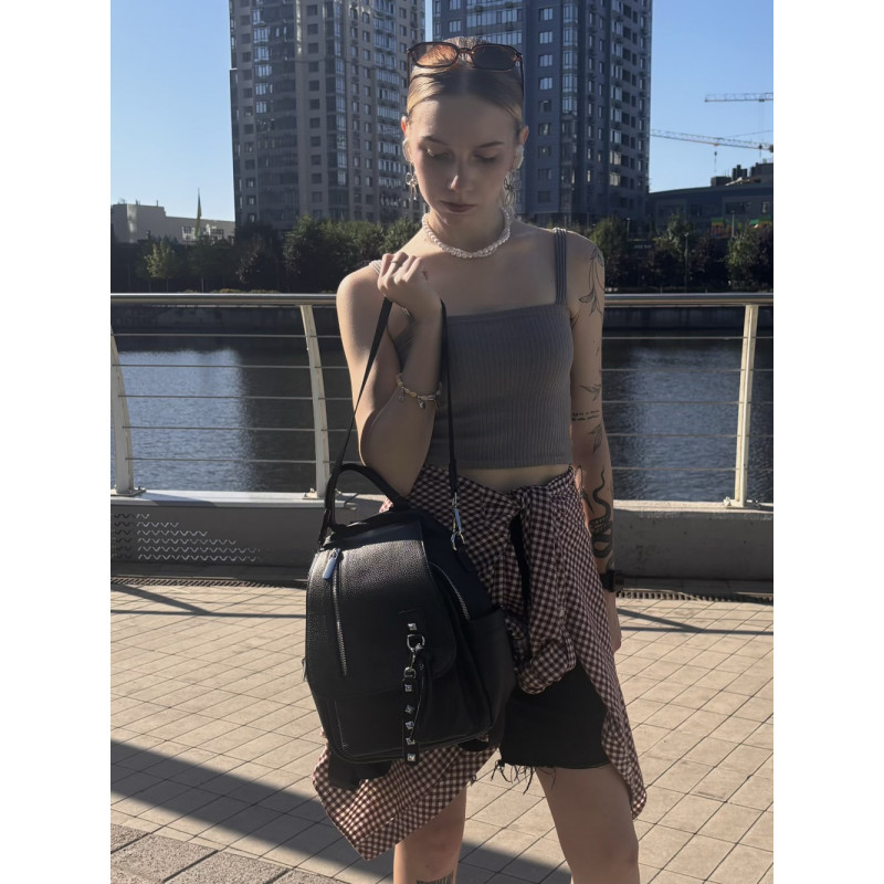 Классический женский рюкзак из натуральной кожи Vintage Черный