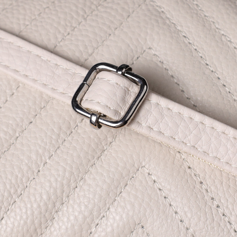 Модна сумка прошита трикутниками з натуральної шкіри Vintage Білий