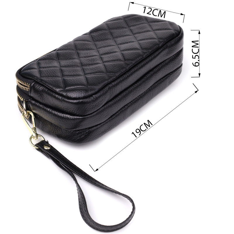 Сумка из натуральной кожи с тремя отделениями для женщин Vintage Черный