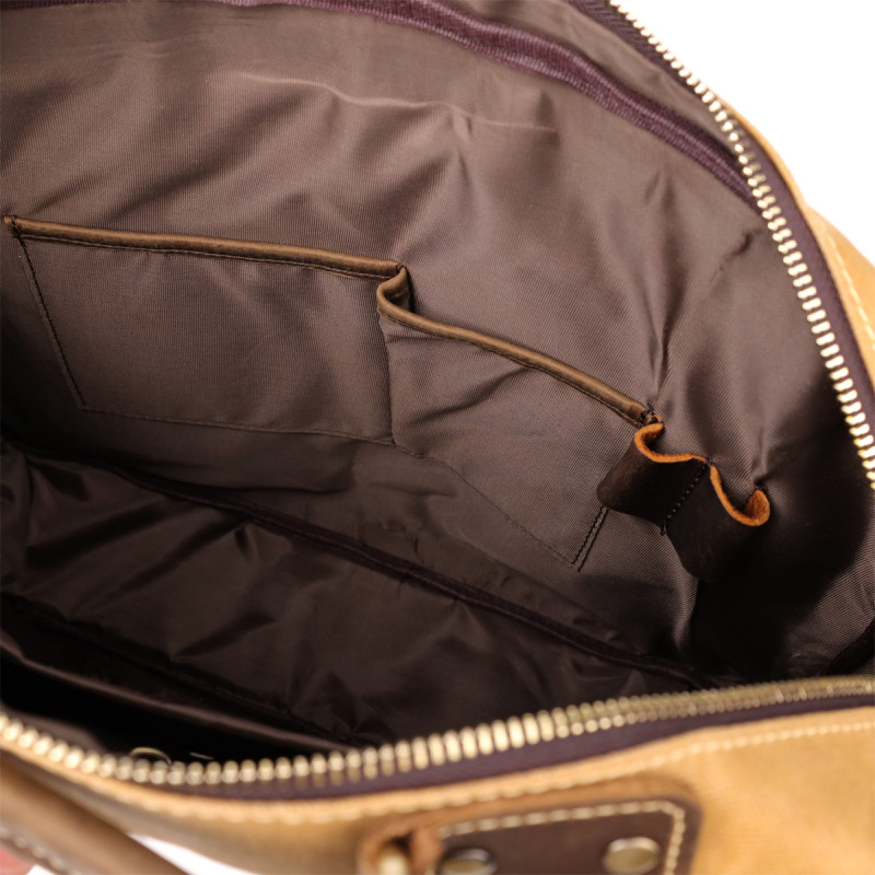 Стильний портфель з якісного текстилю зі шкіряними вставками Vintage _ Світло-коричневий