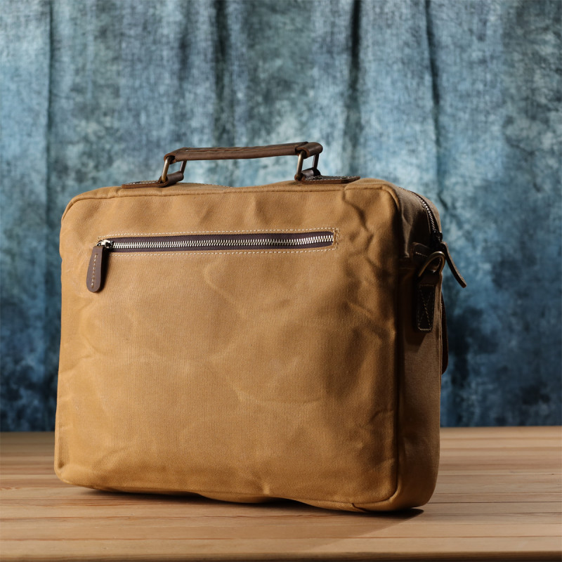 Стильний портфель з якісного текстилю зі шкіряними вставками Vintage _ Світло-коричневий