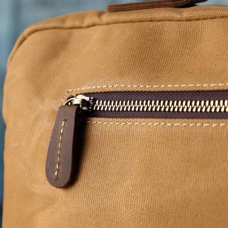 Стильний портфель з якісного текстилю зі шкіряними вставками Vintage _ Світло-коричневий