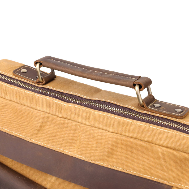 Стильний портфель з якісного текстилю зі шкіряними вставками Vintage _ Світло-коричневий