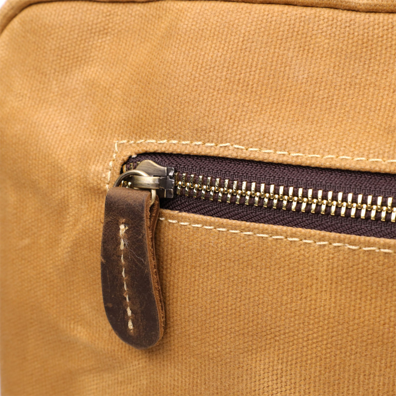 Стильний портфель з якісного текстилю зі шкіряними вставками Vintage _ Світло-коричневий