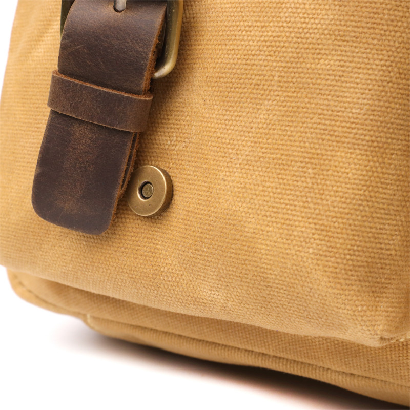 Стильний портфель з якісного текстилю зі шкіряними вставками Vintage _ Світло-коричневий
