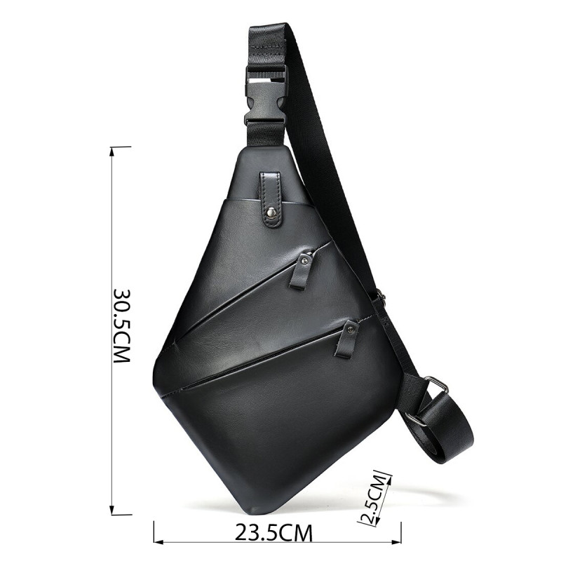 Практичная сумка через плечо кожаная Vintage Черная