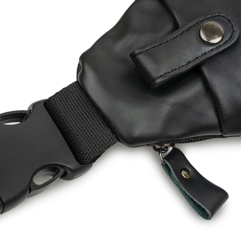 Практичная сумка через плечо кожаная Vintage Черная