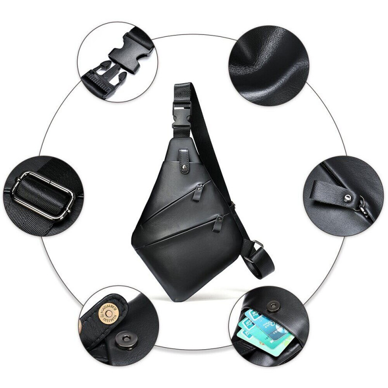 Практичная сумка через плечо кожаная Vintage Черная