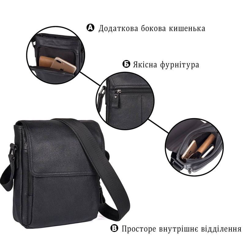 Сумка Vintage из натуральной кожи Черная