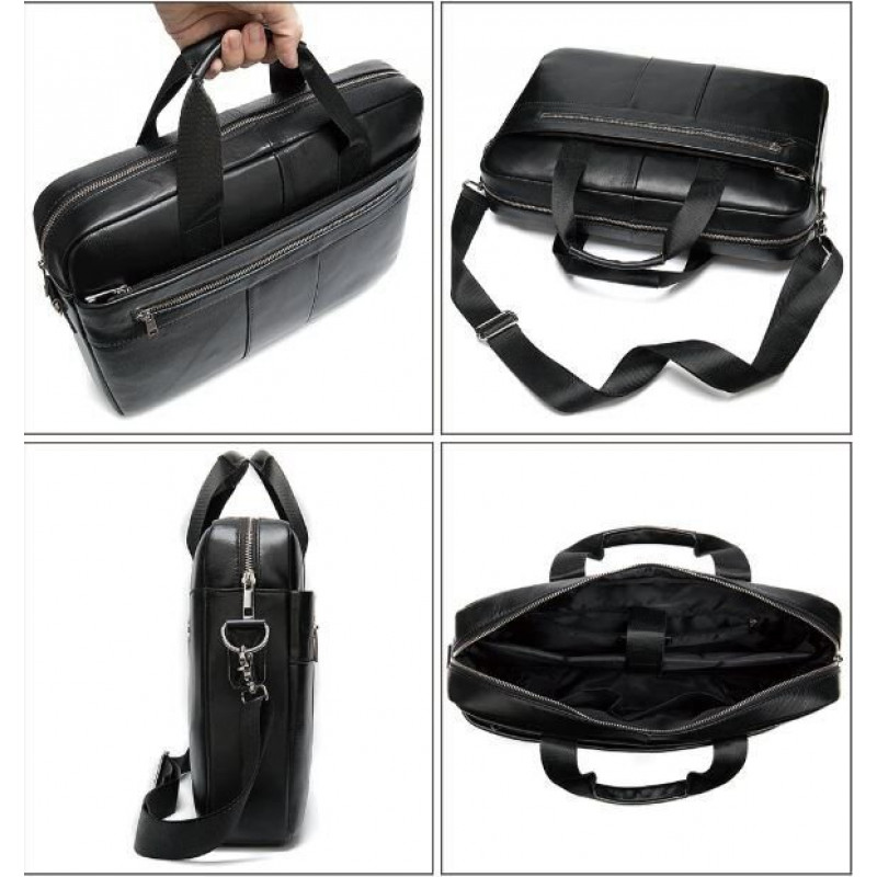 Сумка ділова чоловіча шкіряна Vintage Чорна