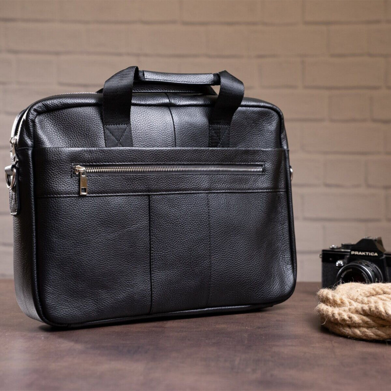 Сумка ділова чоловіча шкіряна Vintage Чорна