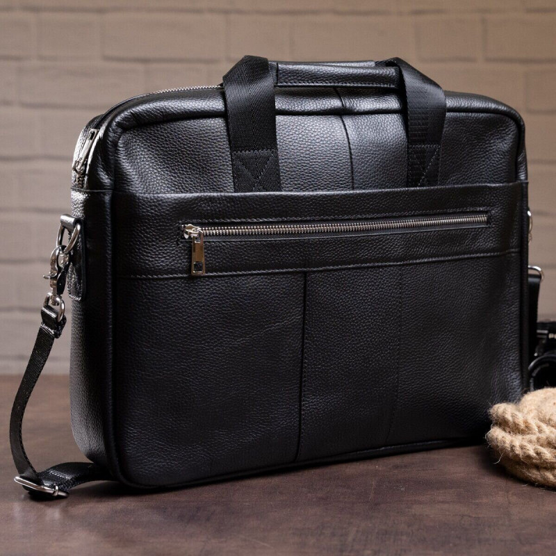 Сумка ділова чоловіча шкіряна Vintage Чорна
