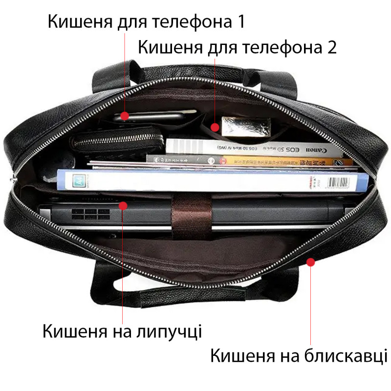 Сумка чоловіча Vintage для ноутбука Чорна