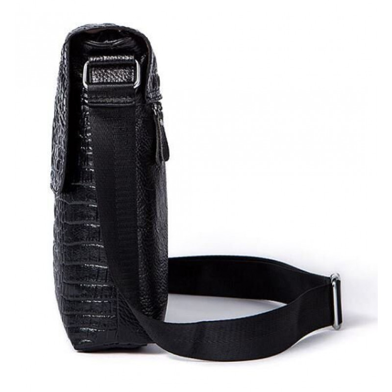 Сумка мужская вертикальная с тиснением под рептилию Vintage Коричневая