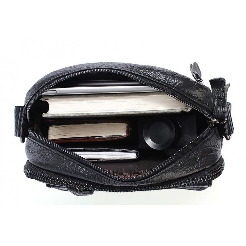 Сумка мужская зернистая Vintage Черная