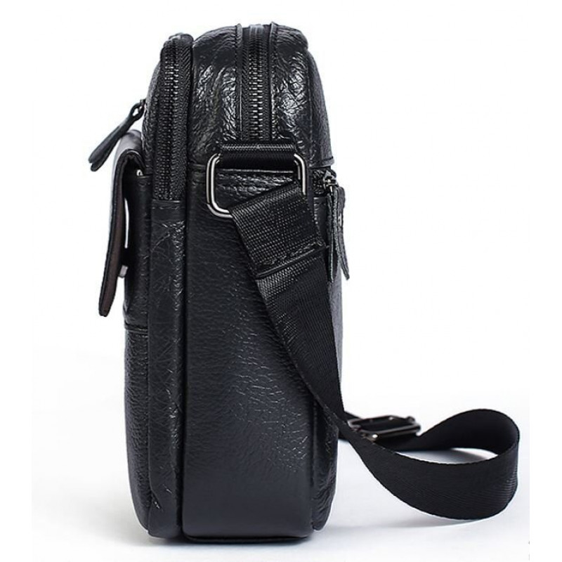 Сумка мужская зернистая Vintage Черная