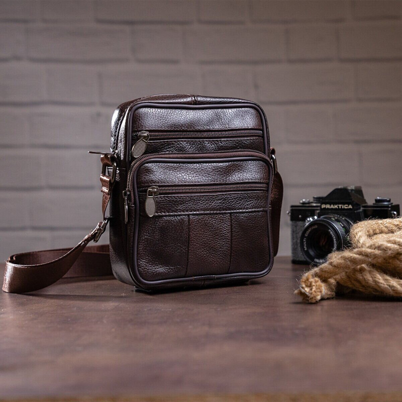 Сумка чоловіча шкіряна Vintage Коричнева