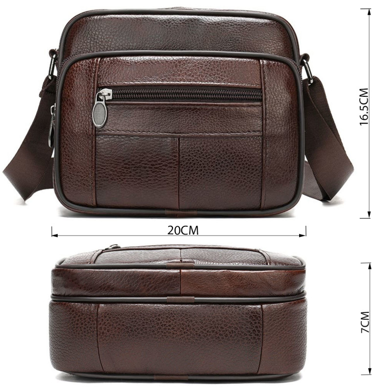 Сумка чоловіча флотар шкіряна Vintage Коричнева