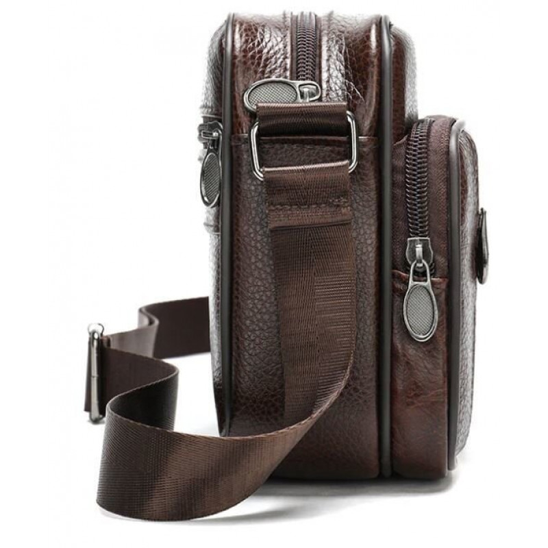 Сумка чоловіча флотар шкіряна Vintage Коричнева