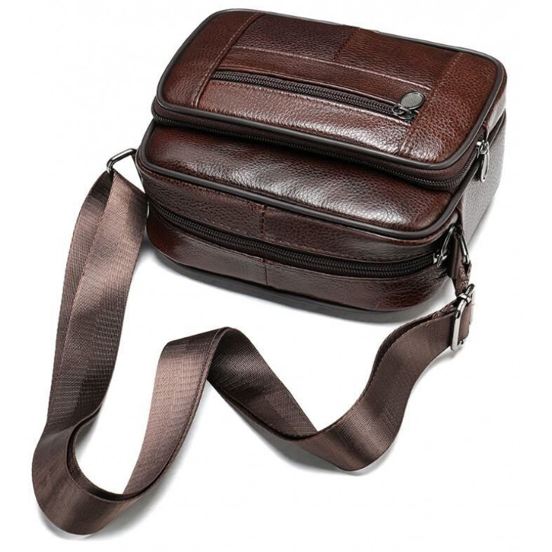 Сумка чоловіча флотар шкіряна Vintage Коричнева