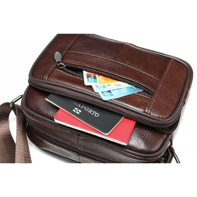 Сумка чоловіча флотар шкіряна Vintage Коричнева