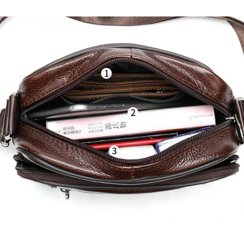 Сумка чоловіча флотар шкіряна Vintage Коричнева