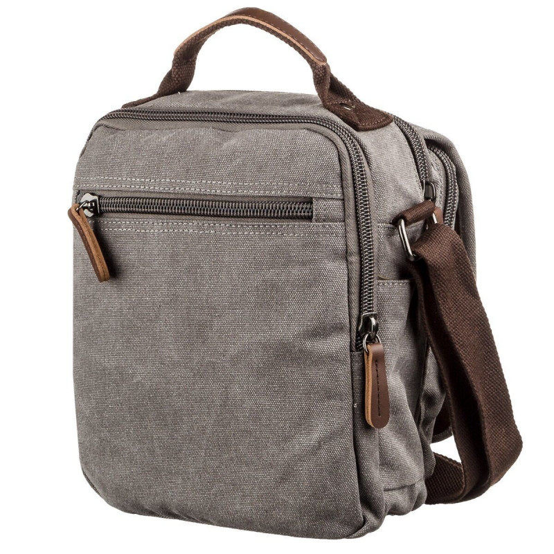 Универсальная текстильная мужская сумка на два отделения Vintage Серая