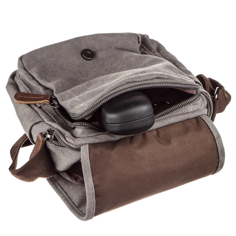 Универсальная текстильная мужская сумка на два отделения Vintage Серая